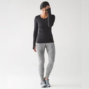 Lululemon Rush Hour Tight Running Luon Spray Jacquard White Black Size 8